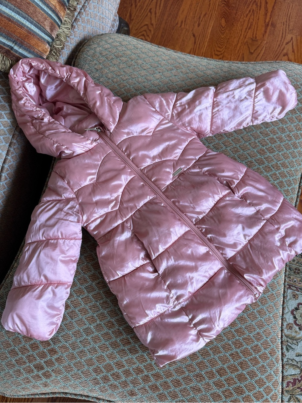 Mayoral Shiny Light Pink Hooded Puffer Coat 24 Months